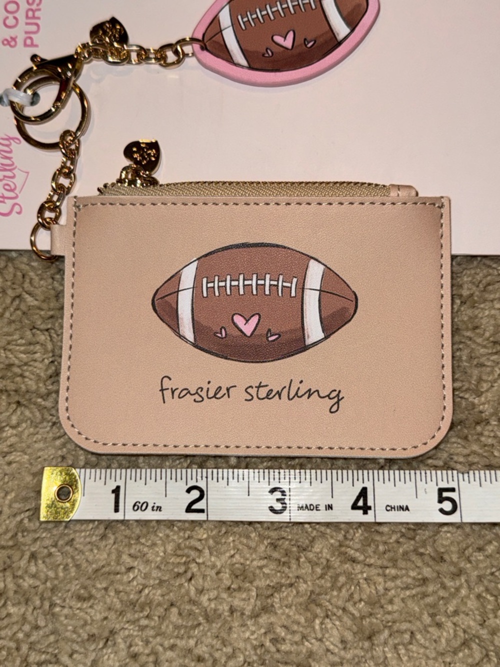 Frasier Sterling Pink Football Bag Charm & Coin Purse - Picture 6 of 11